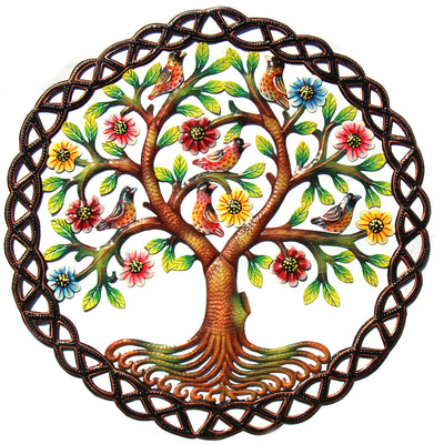 Home DecorRooted Tree of Life Braided Ring Painted Haitian Metal Drum Wall Art, 24"Global Crafts