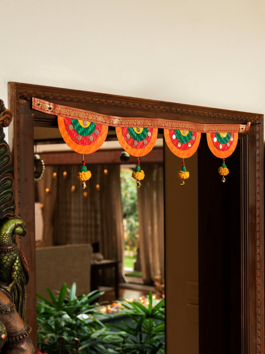 Home DecorSatrangi Marigold Handcrafted Bamboo ToranGreenkraftFlourish Planet
