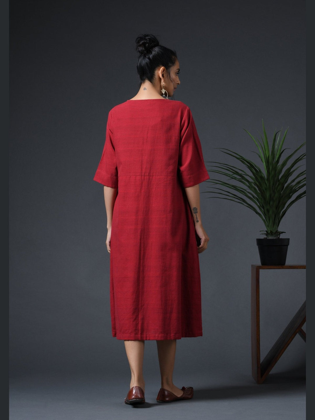 DressesScoop Placket Dress - RedVasstram