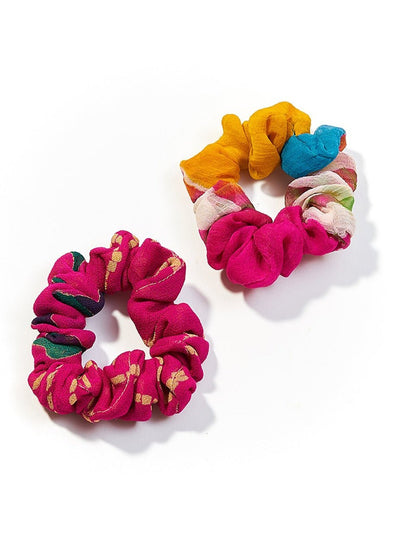 Scrunchies Set of 2 - Assorted Upcycled Sari Fabric