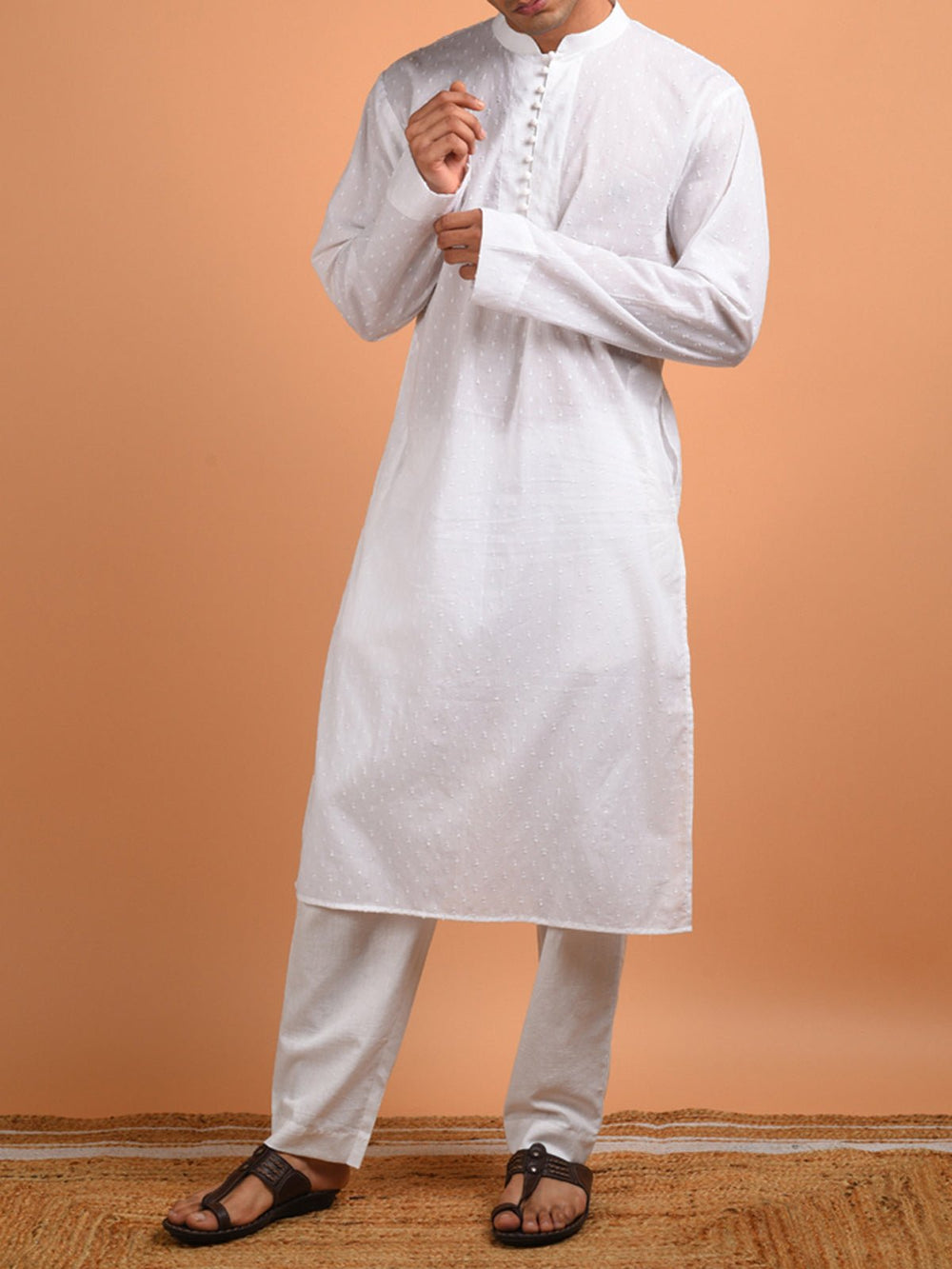 Shirts & T - shirtsShvet Button Down Men's Kurta WhiteKalp