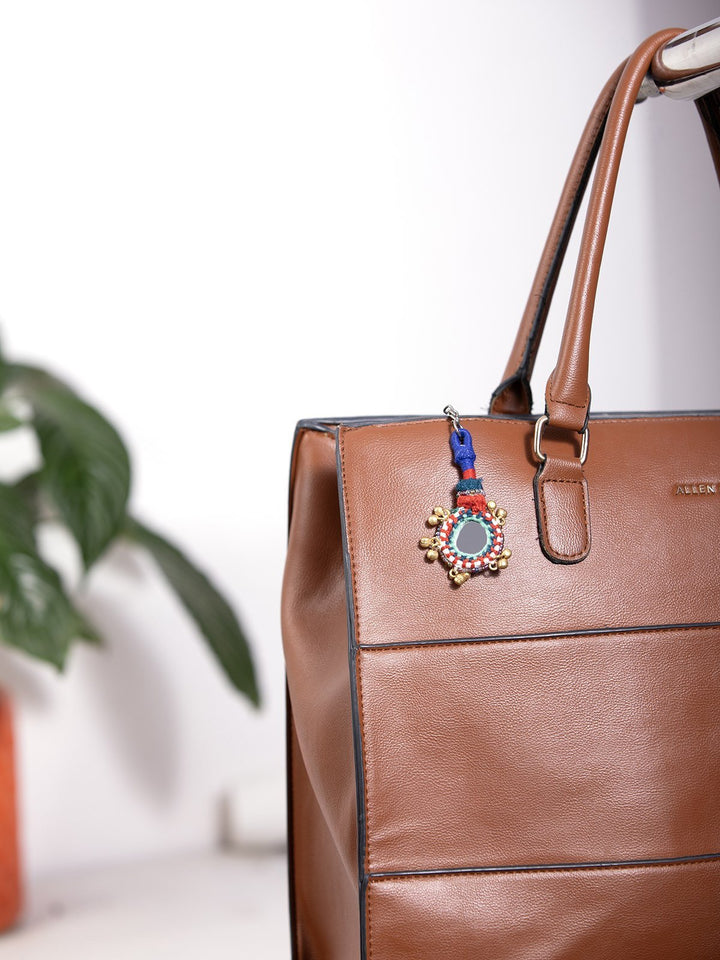 Personal AccessoriesSmall Multicolor Patwa Thread Mirror Keychain with BeadsKaladoraFlourish Planet