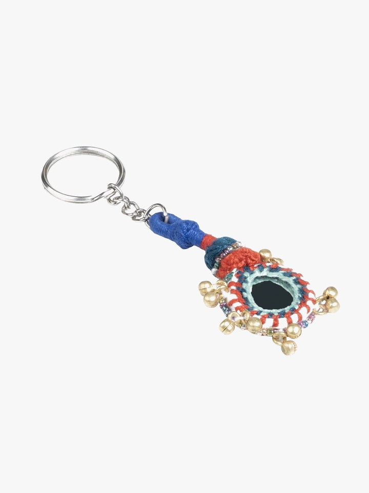 Personal AccessoriesSmall Multicolor Patwa Thread Mirror Keychain with BeadsKaladoraFlourish Planet