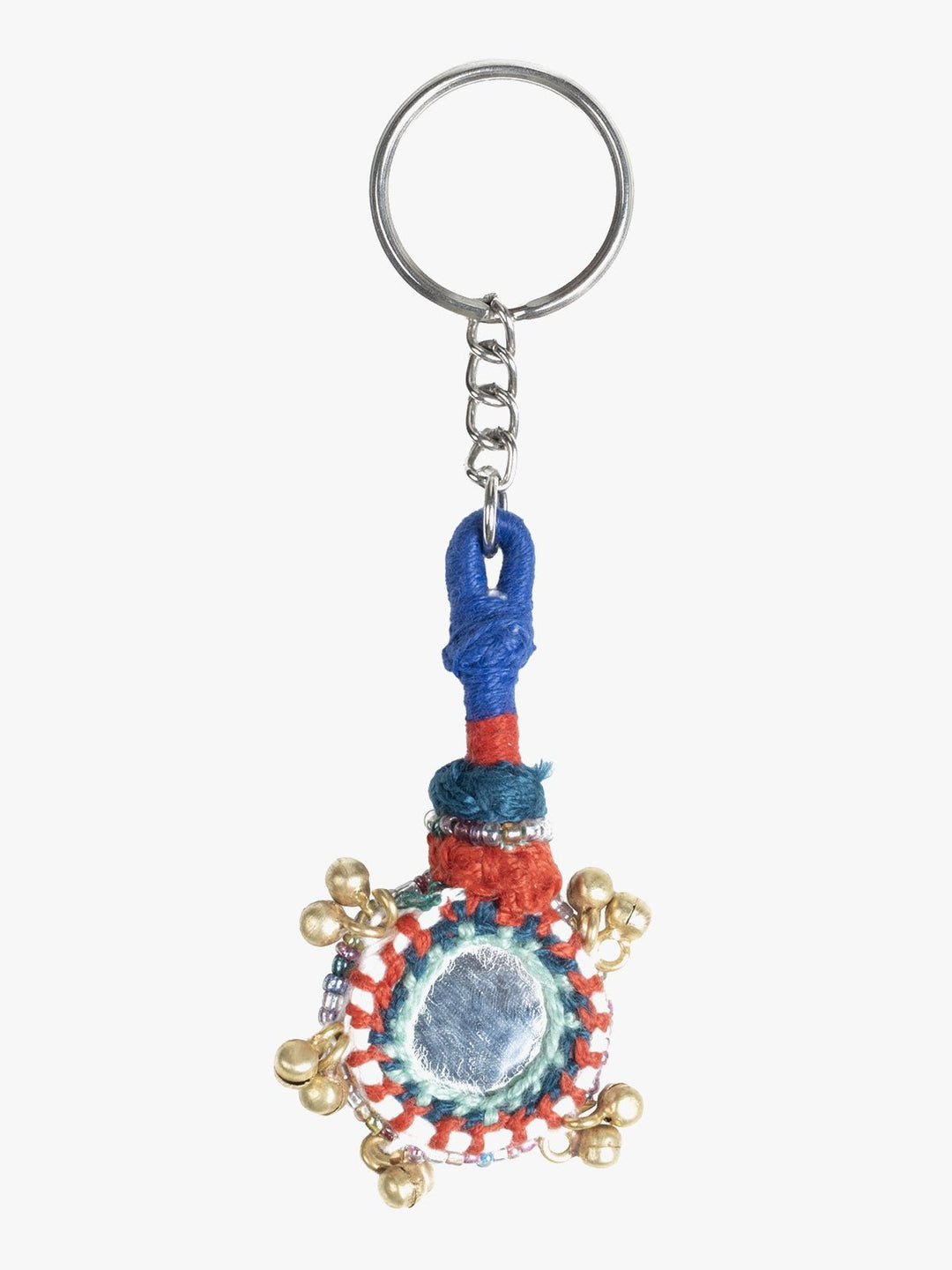 Personal AccessoriesSmall Multicolor Patwa Thread Mirror Keychain with BeadsKaladoraFlourish Planet