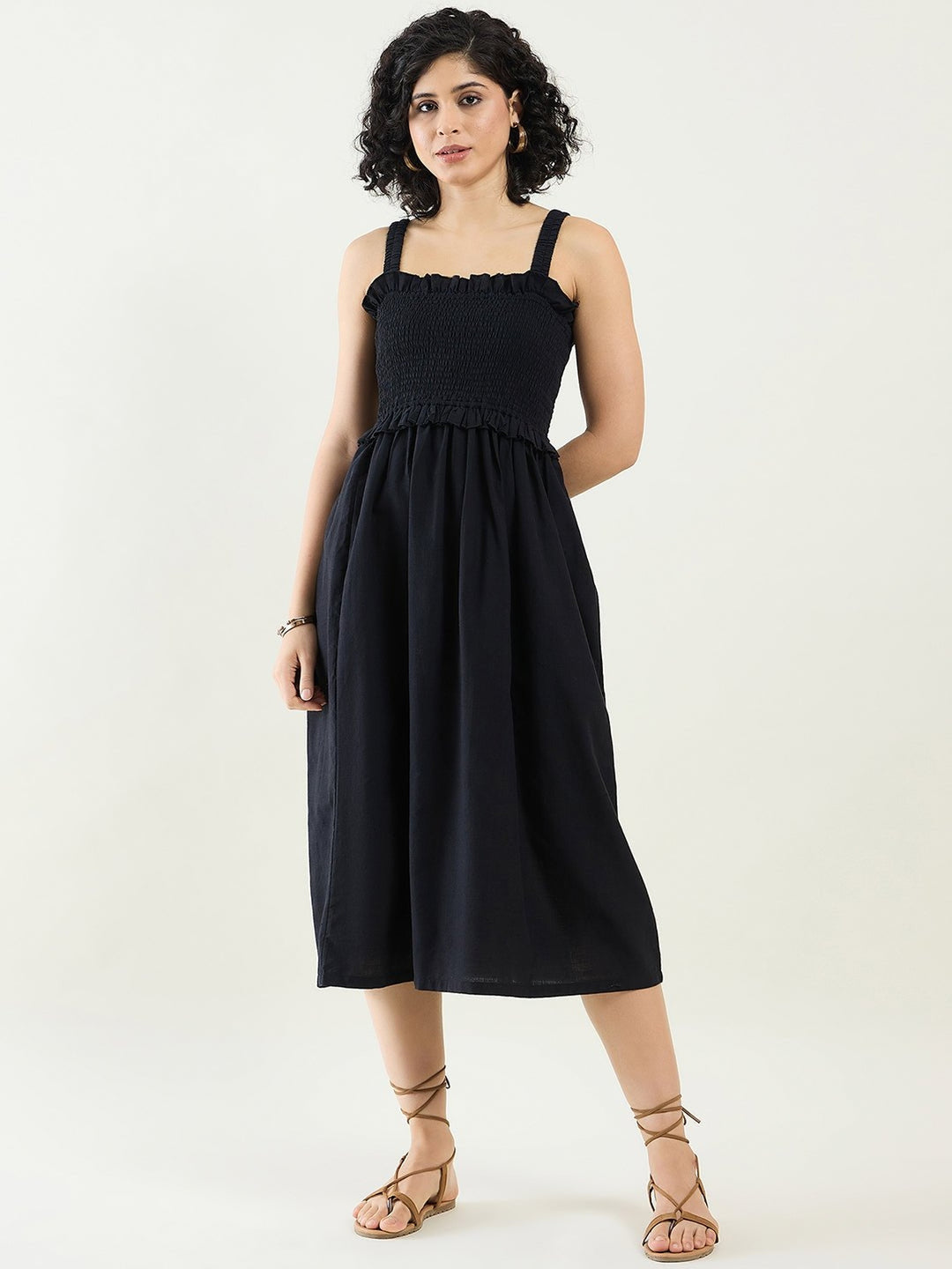 DressesSmocked Midi Dress with Ruffle DetailArras