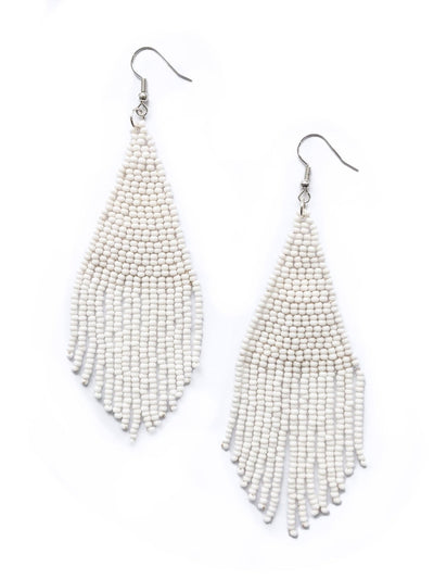 JewelrySolid Beaded Tassel Earring - WhiteSwahili Coast