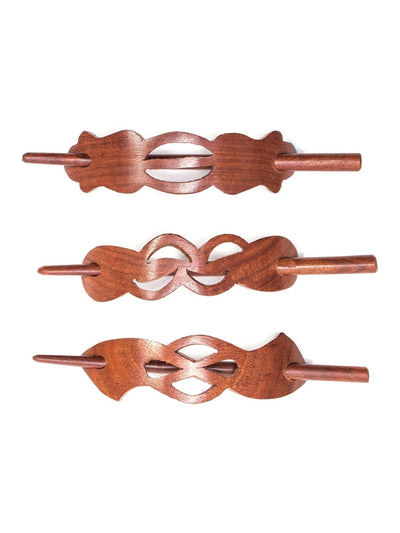 Personal AccessoriesSophia Woodcut Hair Slides with Stick Set of 3 - Hand CarvedMatr Boomie