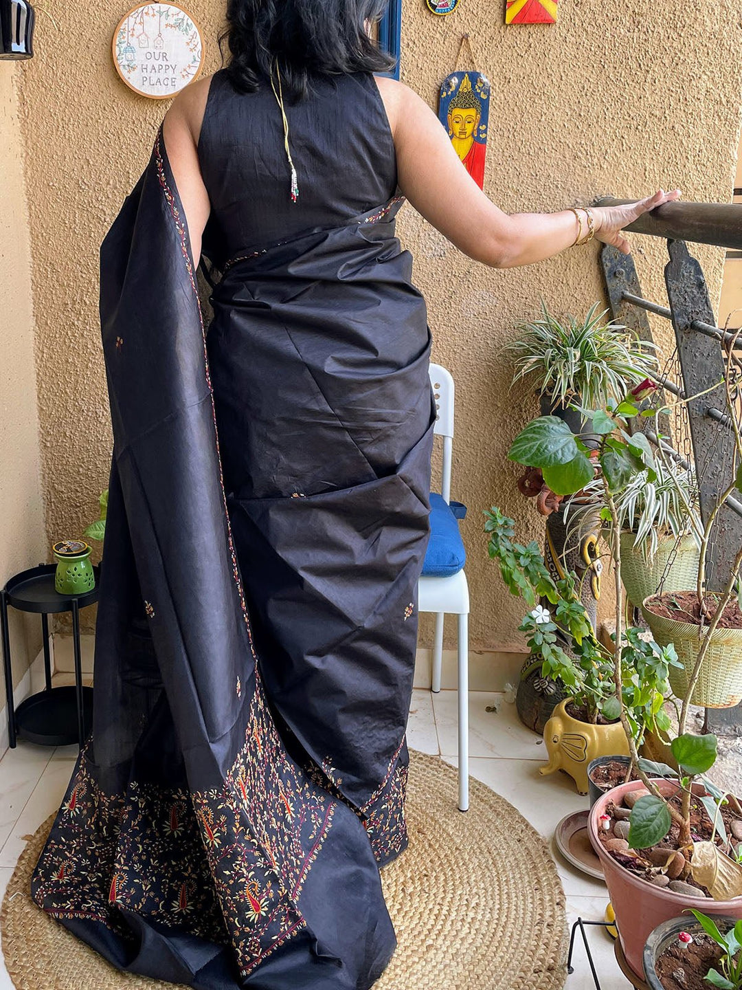 SareesSozni Embroidery Silk Saree BlackFor Sarees