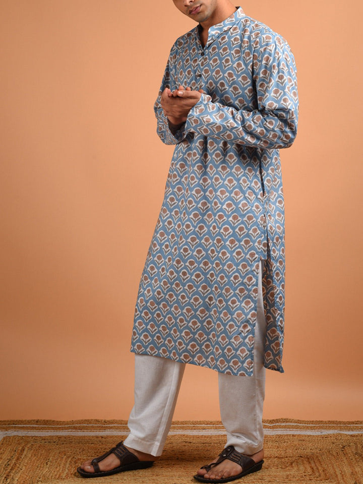 Shirts & T - shirtsStone Blue Men's Kurta GreyKalp