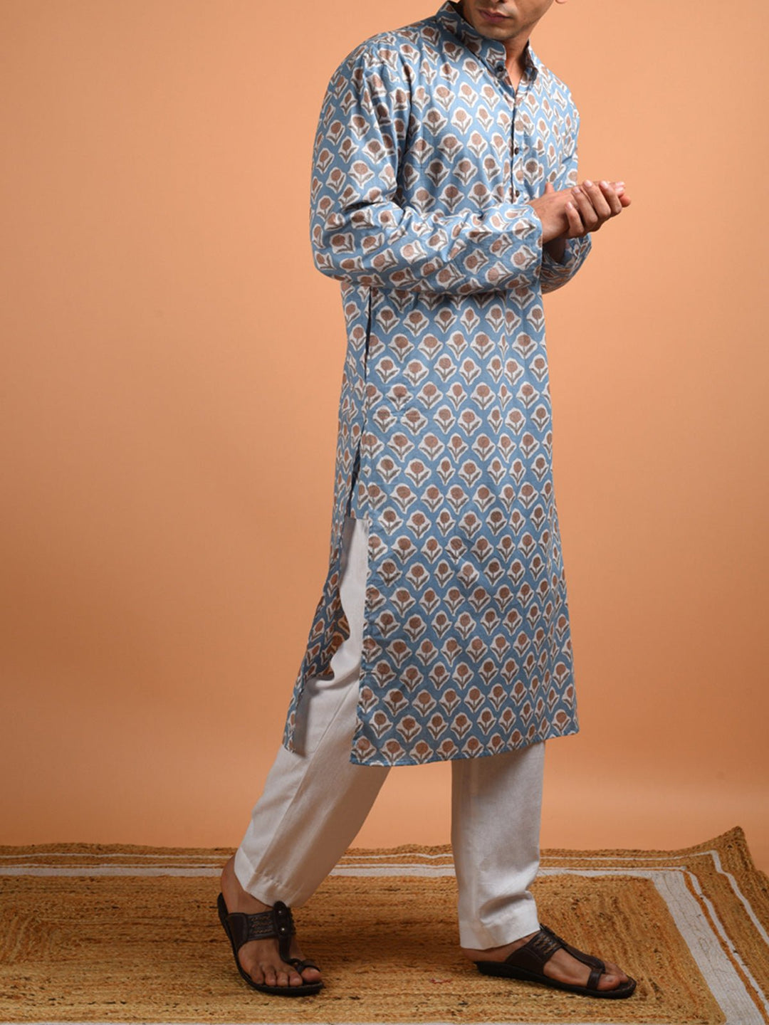 Shirts & T - shirtsStone Blue Men's Kurta GreyKalp