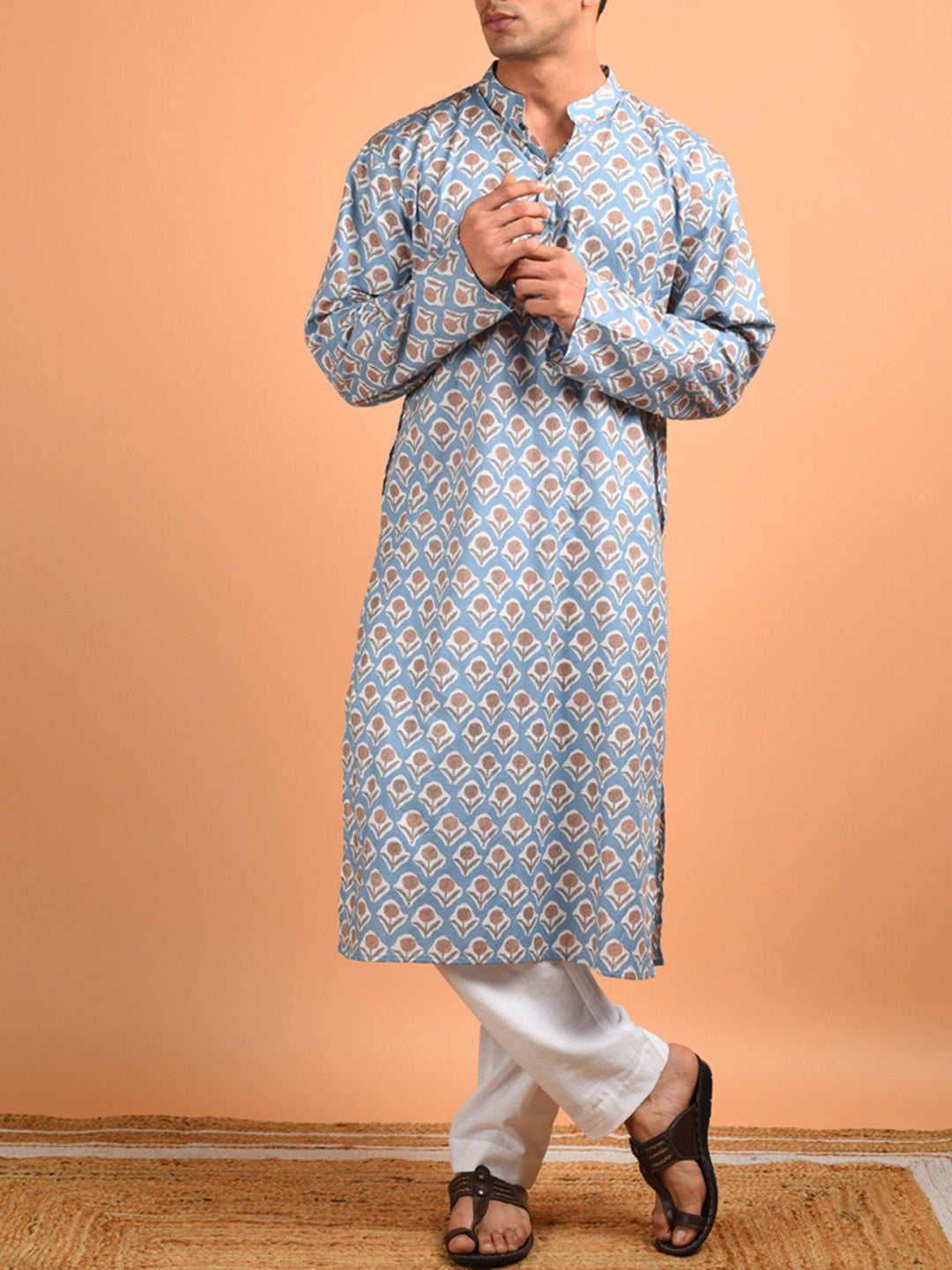 Shirts & T - shirtsStone Blue Men's Kurta GreyKalp