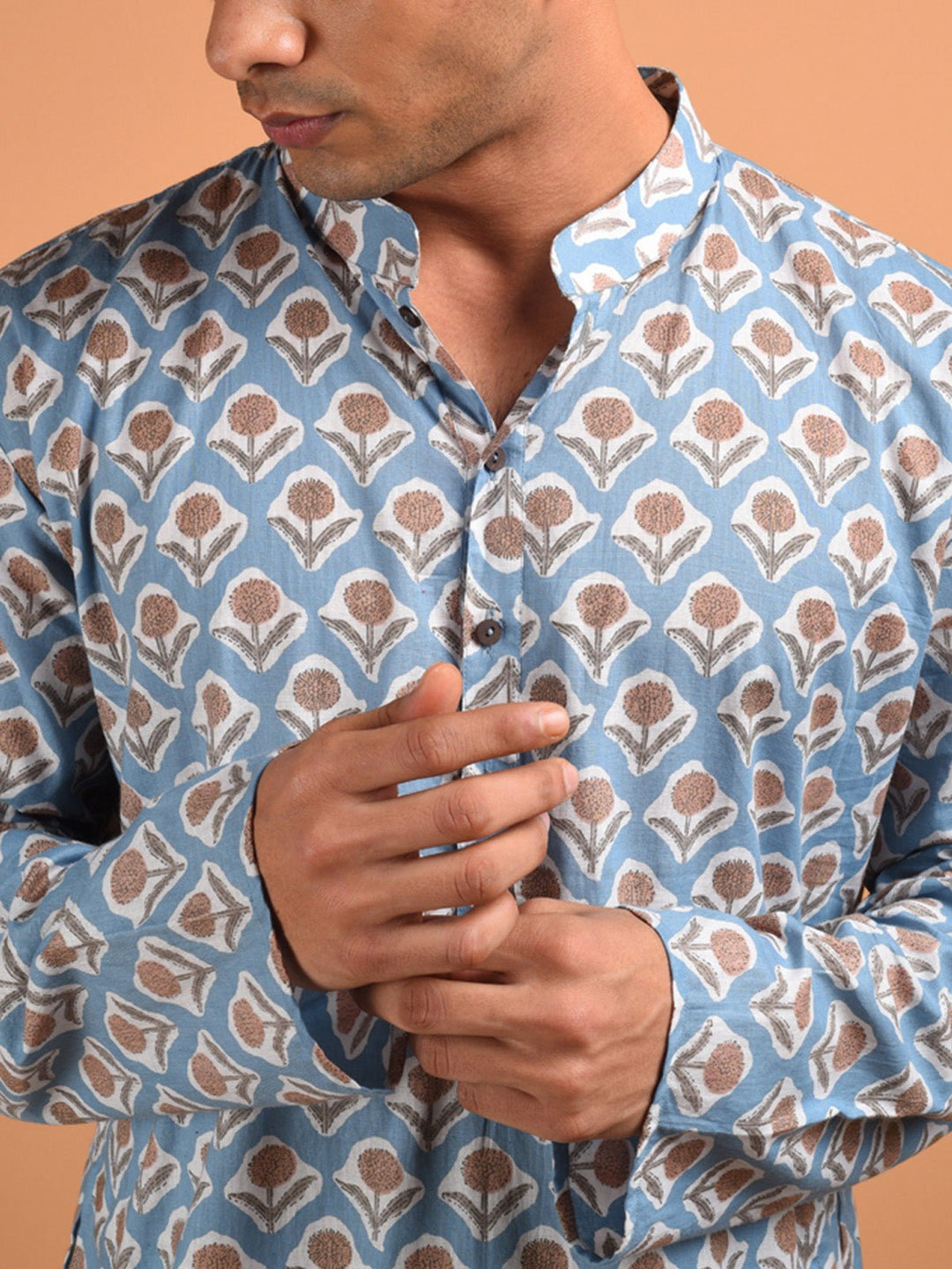 Shirts & T - shirtsStone Blue Men's Kurta GreyKalp