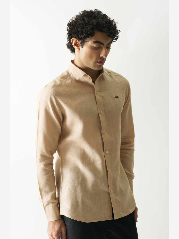 Shirts & T-shirtsSwiss Coffee - Rozzana Full Sleeve Pure Linen ShirtCultura StudioFlourish Planet