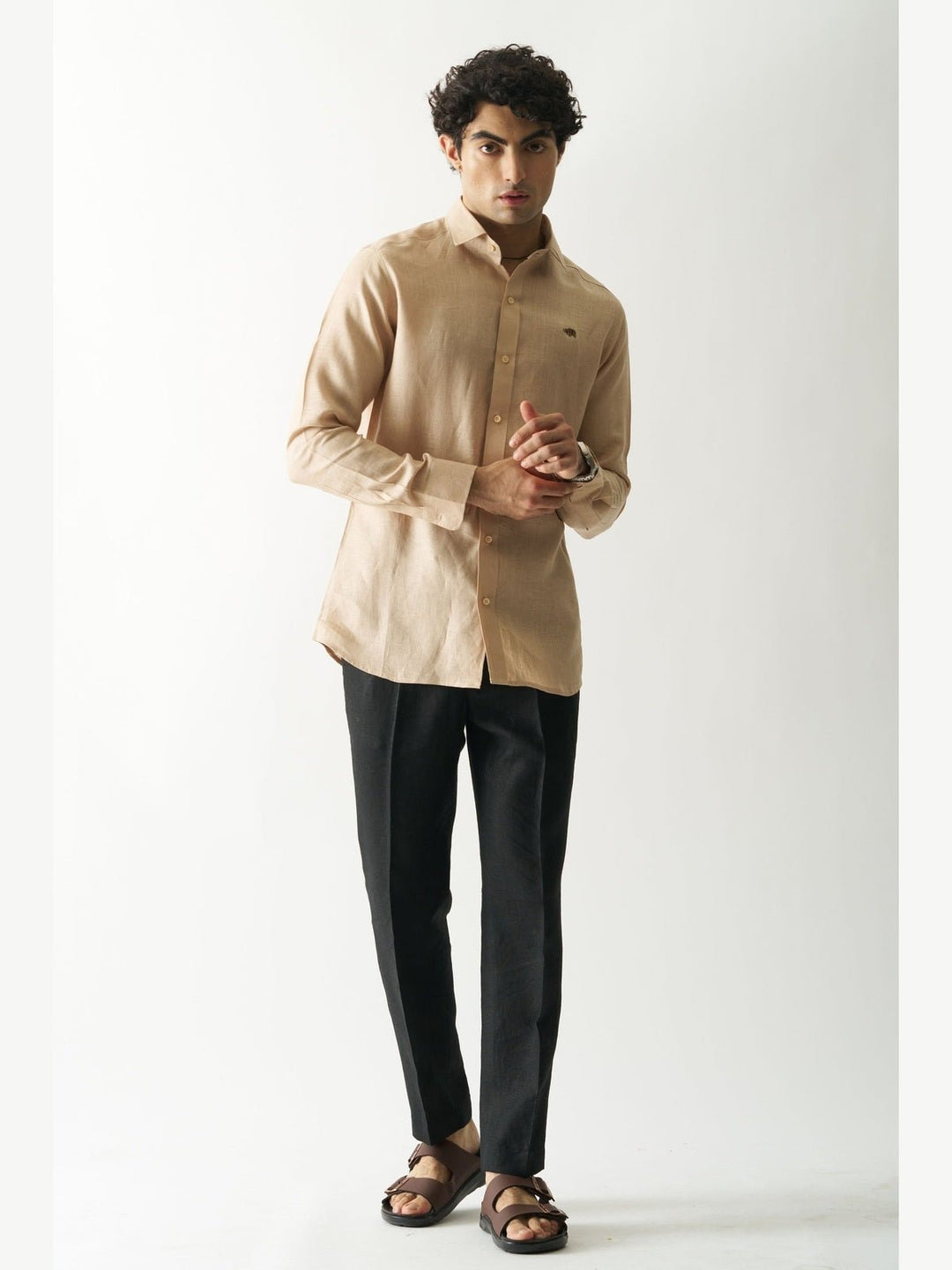 Shirts & T-shirtsSwiss Coffee - Rozzana Full Sleeve Pure Linen ShirtCultura StudioFlourish Planet