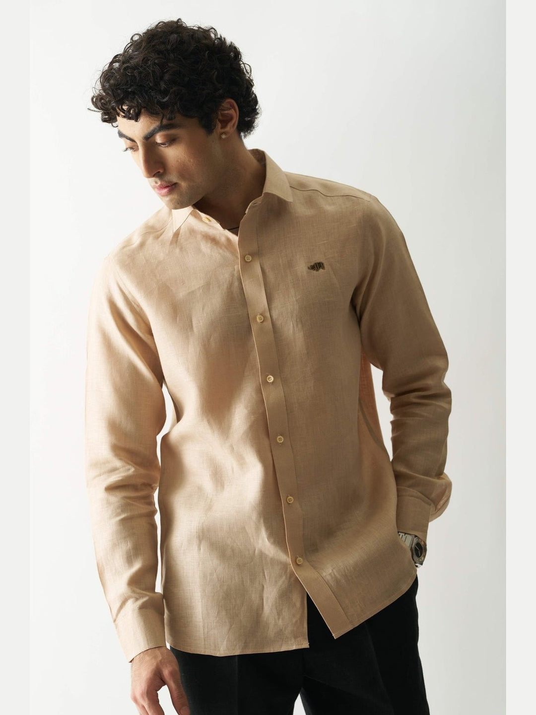 Shirts & T-shirtsSwiss Coffee - Rozzana Full Sleeve Pure Linen ShirtCultura StudioFlourish Planet