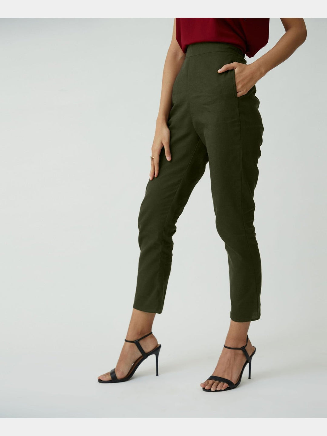 Co - ord SetTencel Solid Tunic with Tapered Leg Trousers Co - ord SetSaltpetre