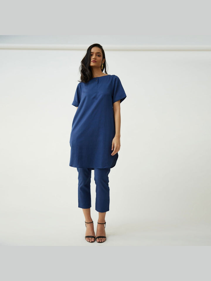 Co - ord SetTencel Solid Tunic with Tapered Leg Trousers Co - ord SetSaltpetre