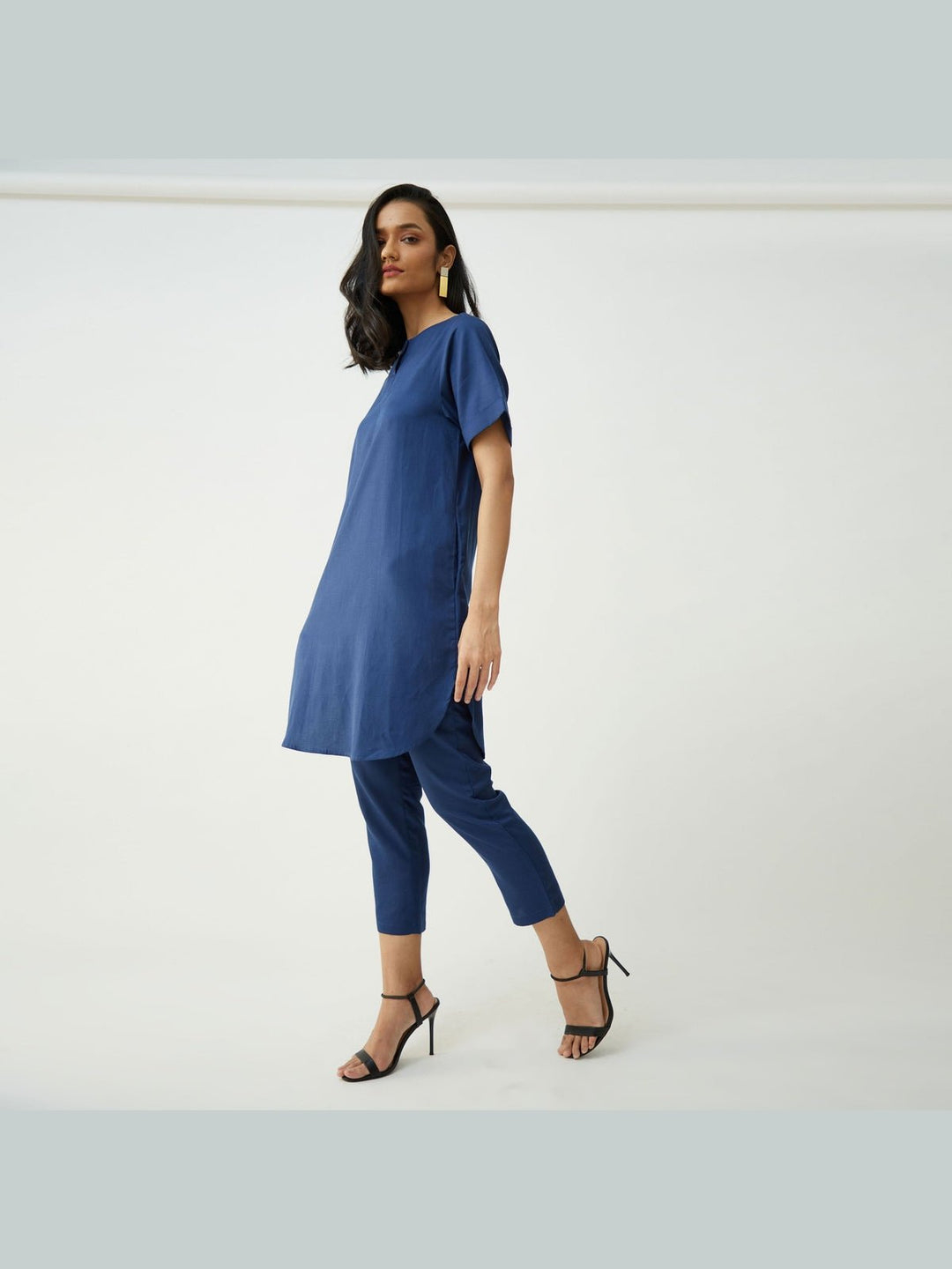 Co - ord SetTencel Solid Tunic with Tapered Leg Trousers Co - ord SetSaltpetre