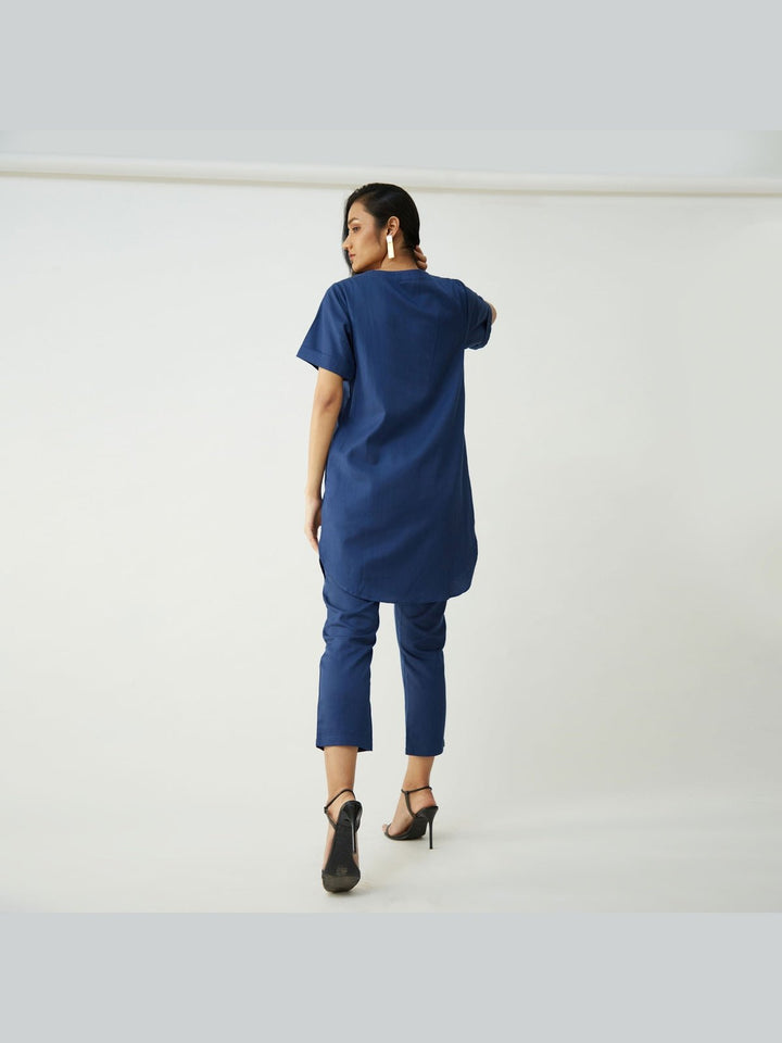 Co - ord SetTencel Solid Tunic with Tapered Leg Trousers Co - ord SetSaltpetre