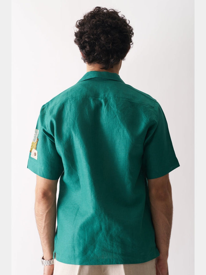 Shirts & T-shirtsThat Green Applique Shirt - Hand Embroidered Linen ShirtCultura StudioFlourish Planet