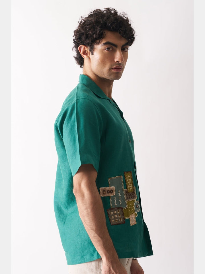 Shirts & T-shirtsThat Green Applique Shirt - Hand Embroidered Linen ShirtCultura StudioFlourish Planet