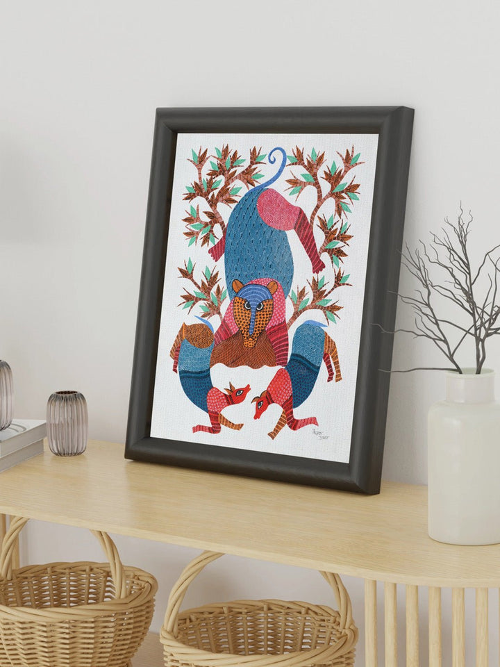 DecorThe Hunt Gond Art Painting - UnframedKailash Pradhan