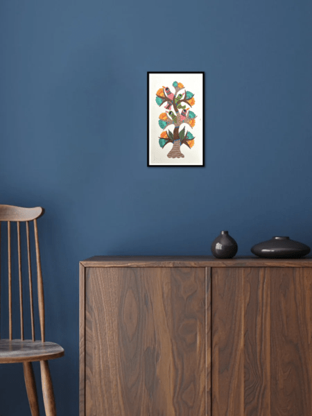 Home DecorTree Adorned with Birds - Gond PaintingKailash PradhanFlourish Planet