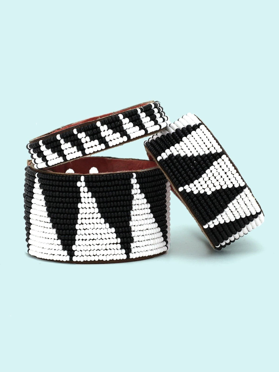 JewelryTri Black Beaded Leather CuffSwahili Coast