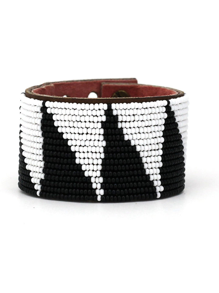 JewelryTri Black Beaded Leather CuffSwahili Coast