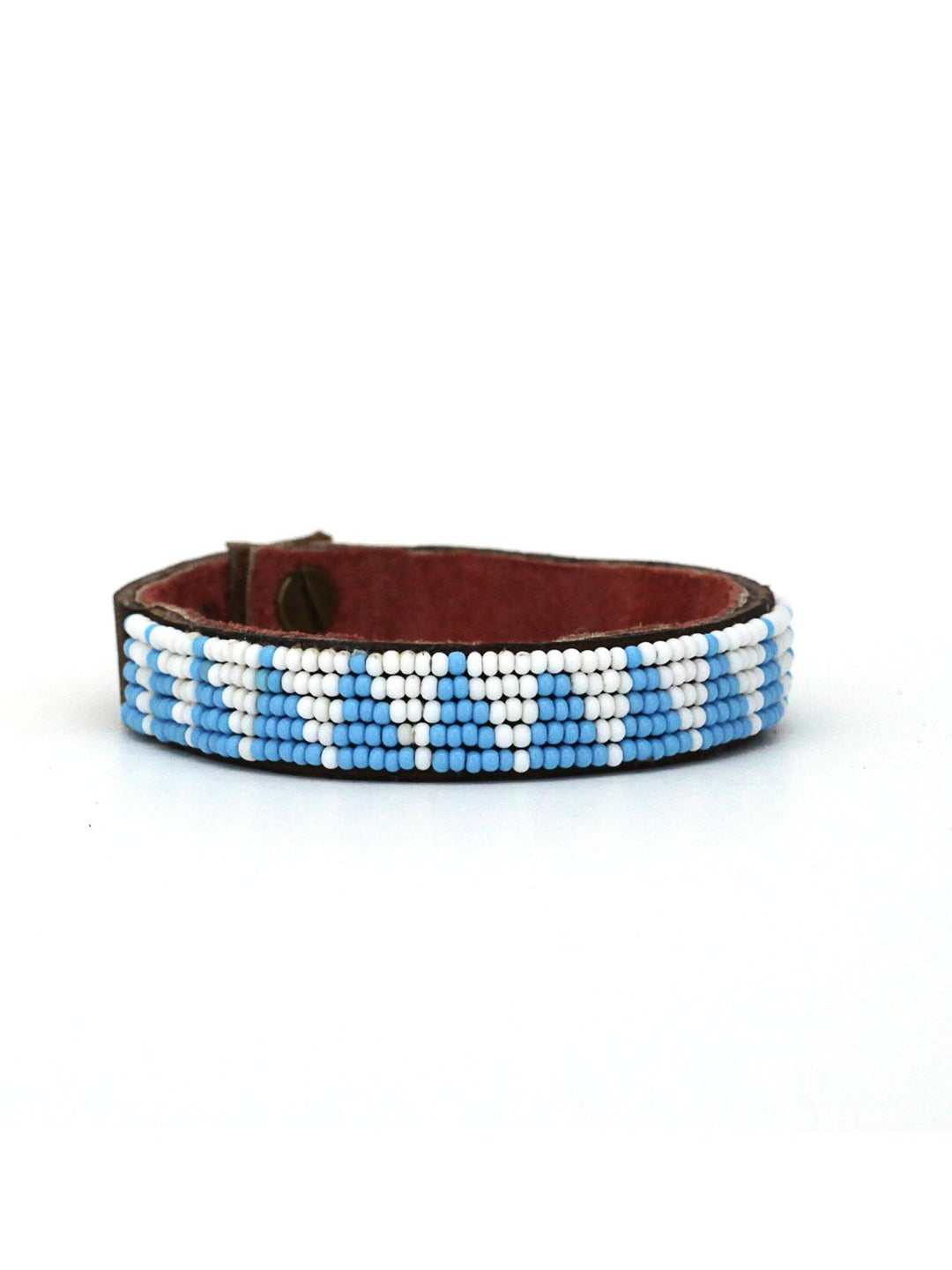 JewelryTri Light Blue Beaded Leather CuffSwahili Coast