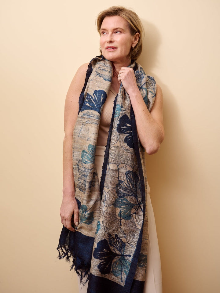 Scarves and WrapsTussar Silk Scarf Ava BlueUrban Medley