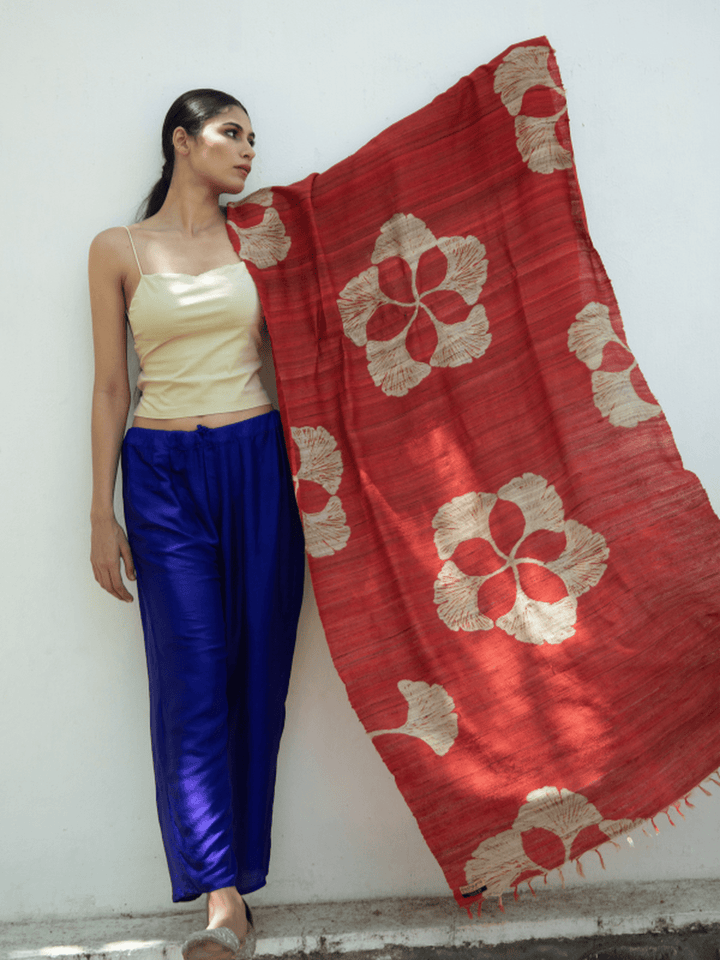 Scarves and WrapsTussar Silk Scarf Ava RedUrban Medley