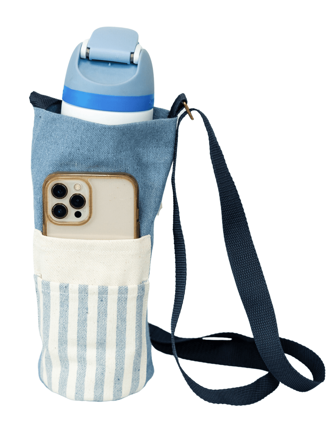 Personal AccessoriesUpcycled Denim Water Bottle Holder BagUpavim Crafts