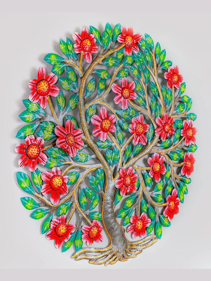 Home DecorVibrant 3D Flowering Tree Haitian Steel Drum Wall ArtGlobal Crafts