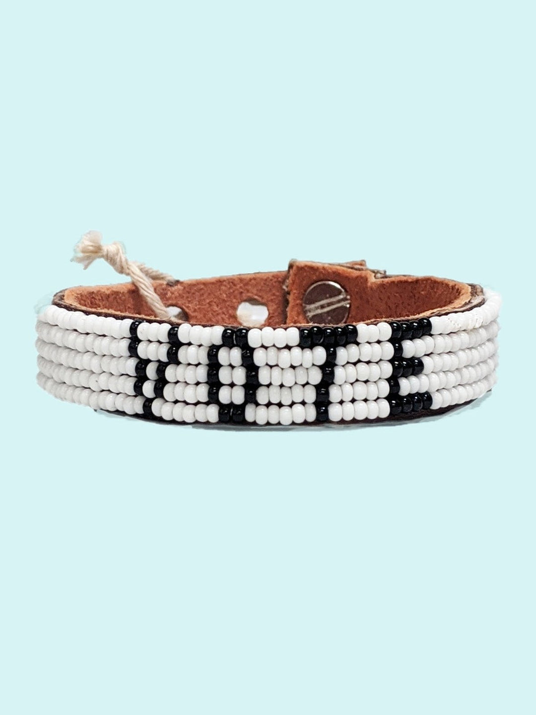 JewelryVote Beaded Leather Cuff - WhiteSwahili Coast