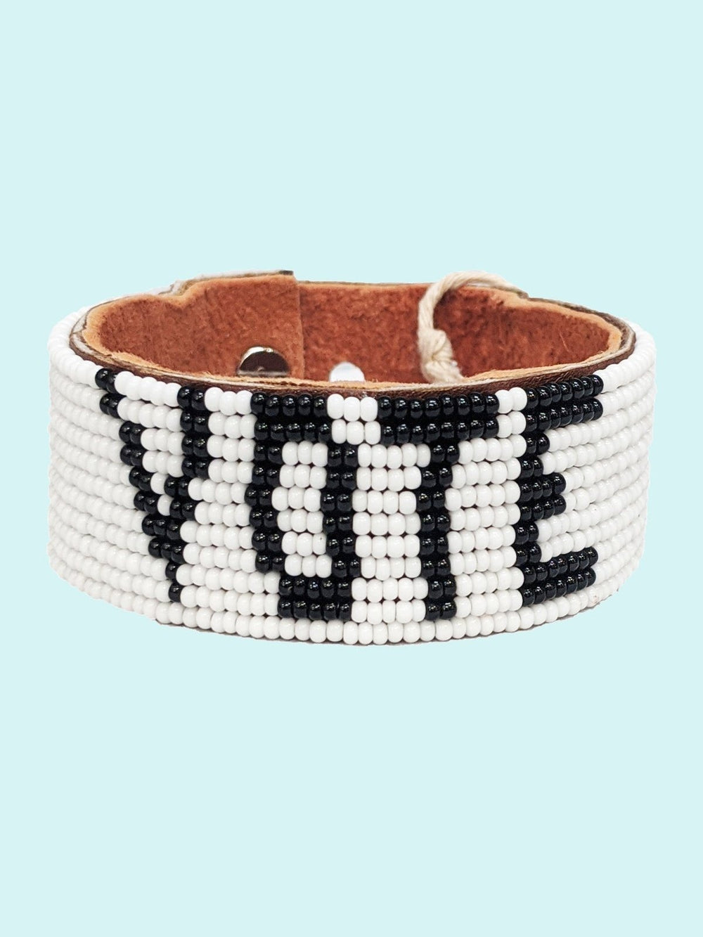 JewelryVote Beaded Leather Cuff - WhiteSwahili Coast