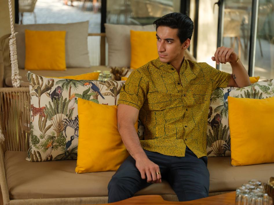 Shirts & T-shirtsVriksha - Organic Cotton & Bamboo Shirt | Mustard Yellow | Block PrintVasudhaa VastrramFlourish Planet