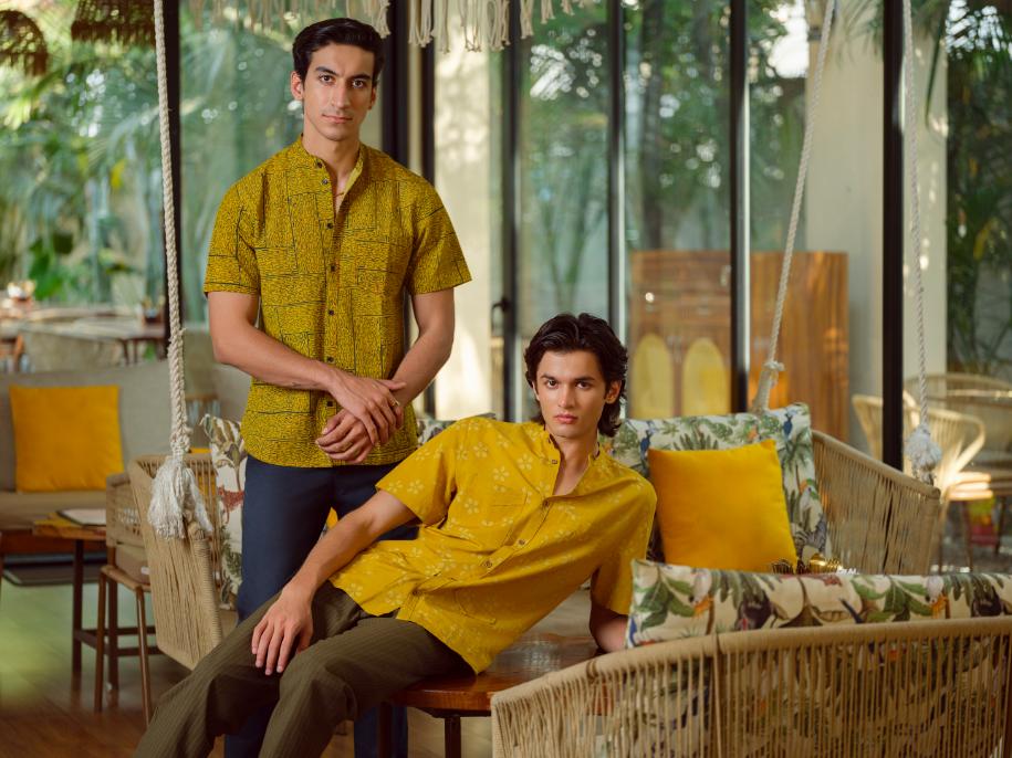 Shirts & T-shirtsVriksha - Organic Cotton & Bamboo Shirt | Mustard Yellow | Block PrintVasudhaa VastrramFlourish Planet