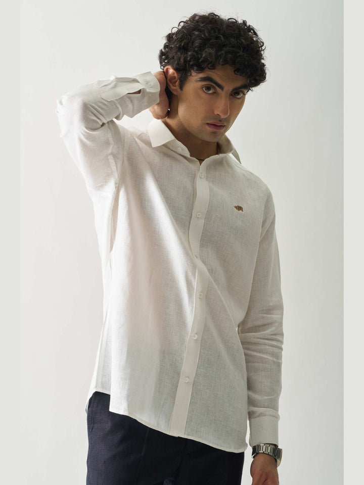 Shirts & T-shirtsWhite - Rozzana Full Sleeve Pure Linen ShirtCultura StudioFlourish Planet