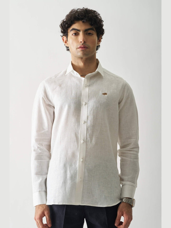 Shirts & T-shirtsWhite - Rozzana Full Sleeve Pure Linen ShirtCultura StudioFlourish Planet