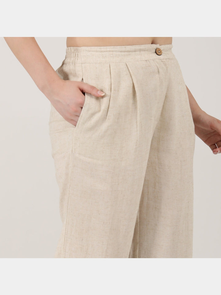 Pants & ShortsWomen Linen Solid Pleated Front TrousersSaltpetre