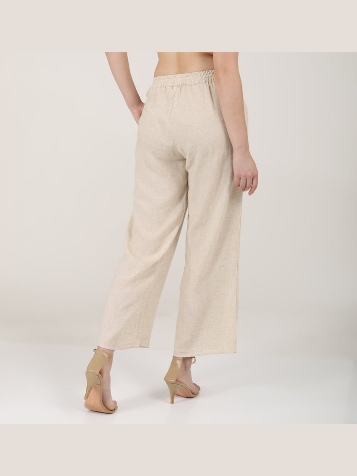 Pants & ShortsWomen Linen Solid Pleated Front TrousersSaltpetre