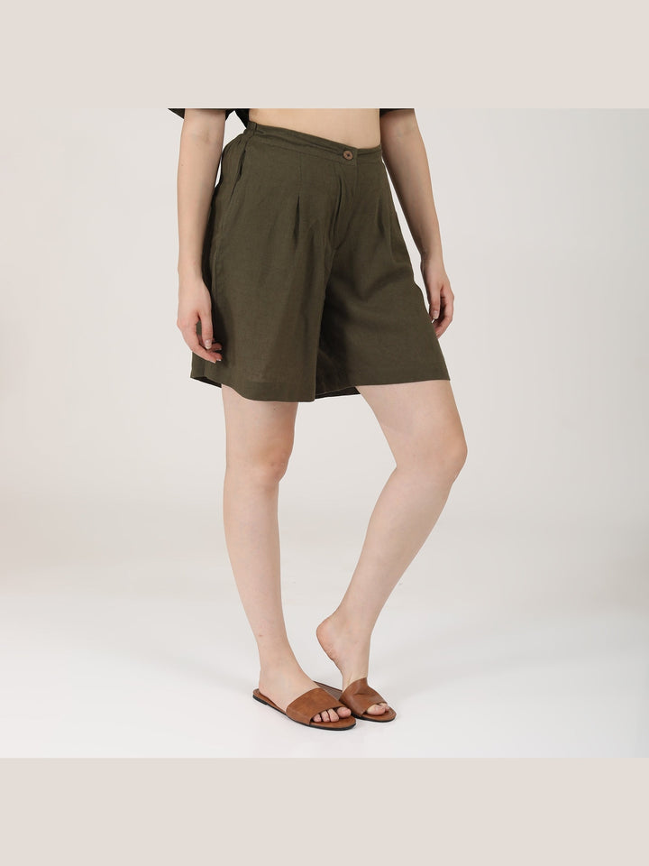 Pants & ShortsWomen Linen Solid ShortsSaltpetre