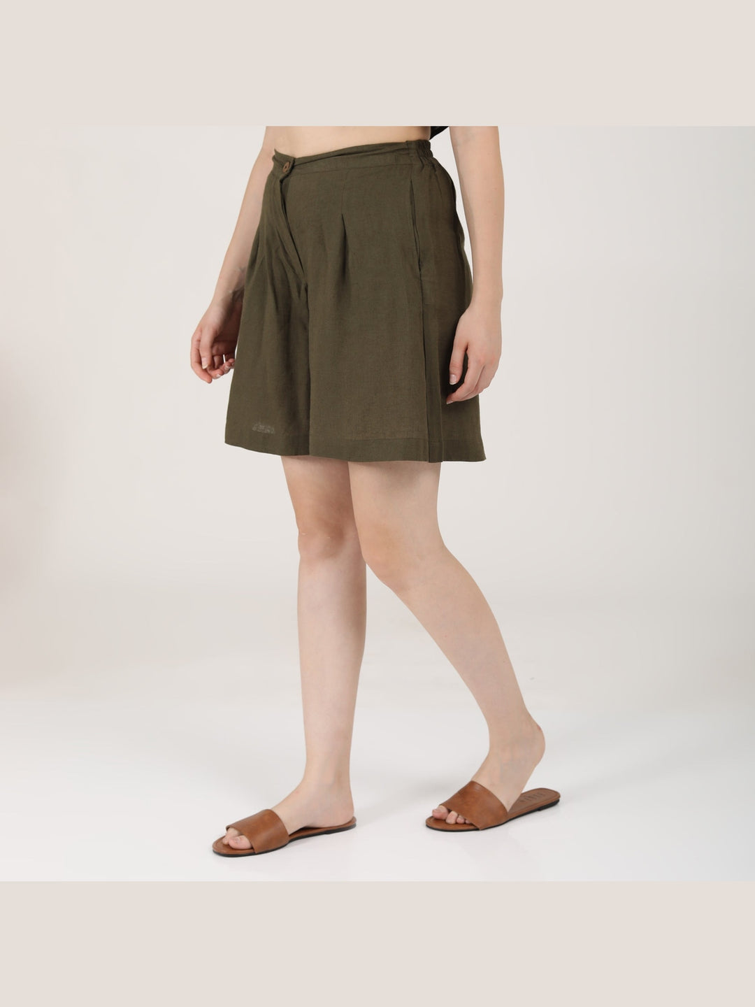 Pants & ShortsWomen Linen Solid ShortsSaltpetre