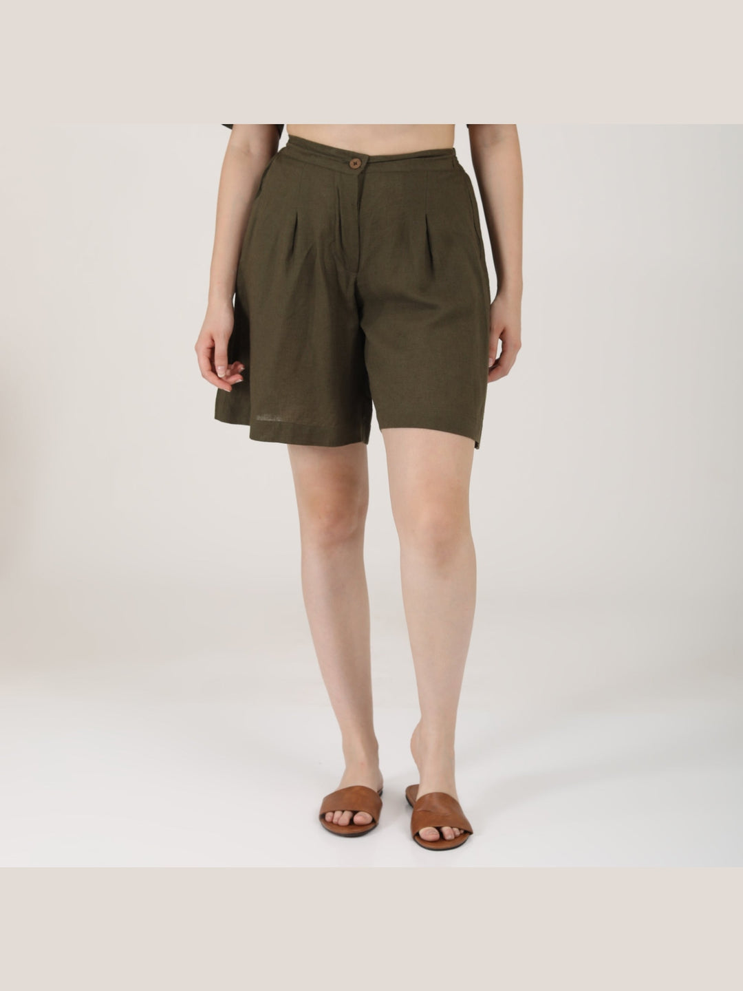 Pants & ShortsWomen Linen Solid ShortsSaltpetre