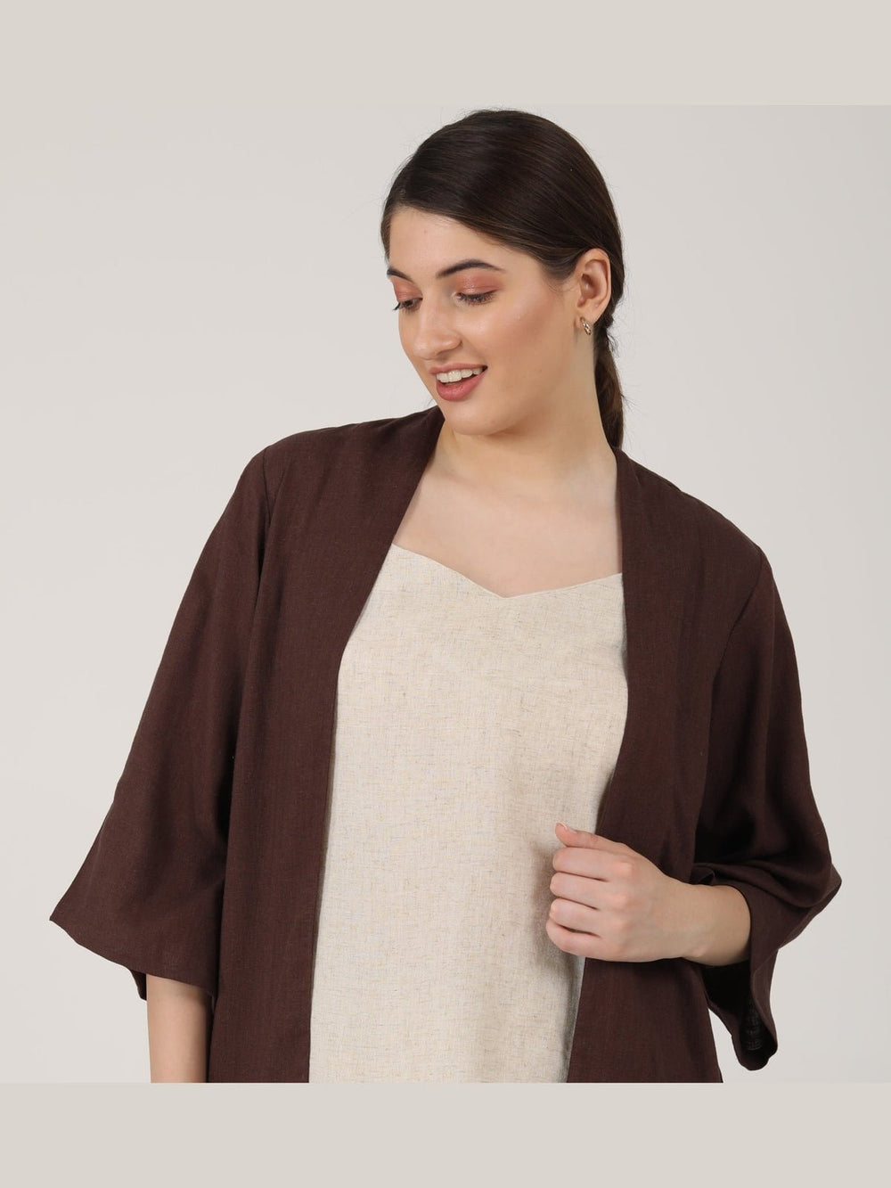 JacketsWomen Linen Solid Shrugs OverlaySaltpetre