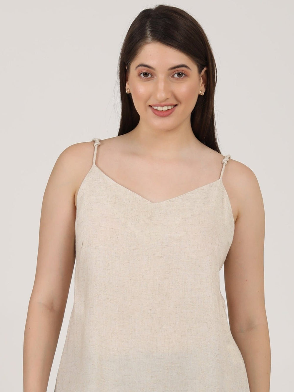 TopsWomen Linen Solid Slip TopSaltpetre