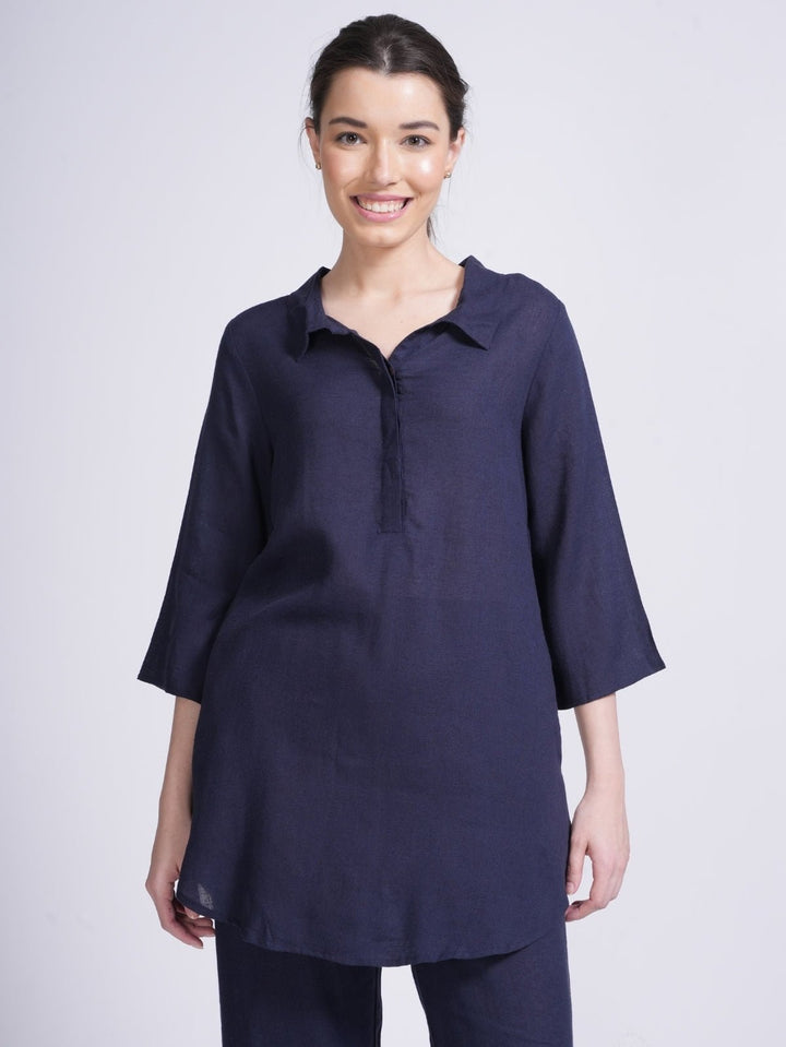 TopsWomen Linen Solid Tunic TopSaltpetre