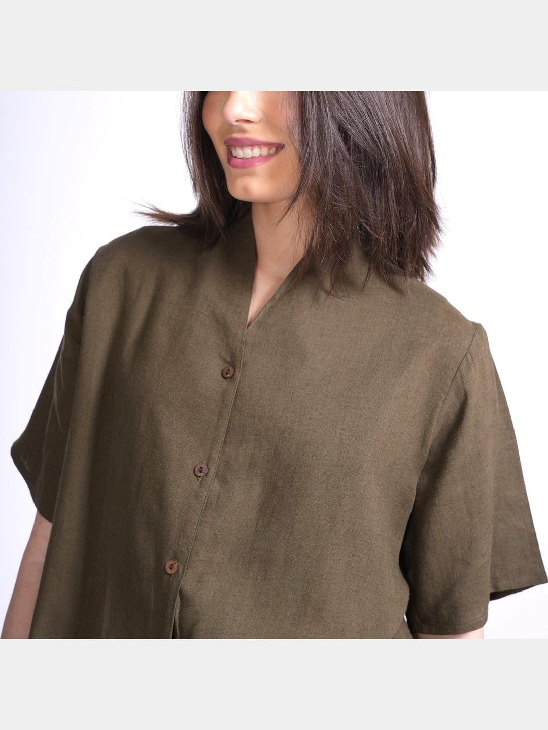 TopsWomen Linen Wrap Collar TopSaltpetre