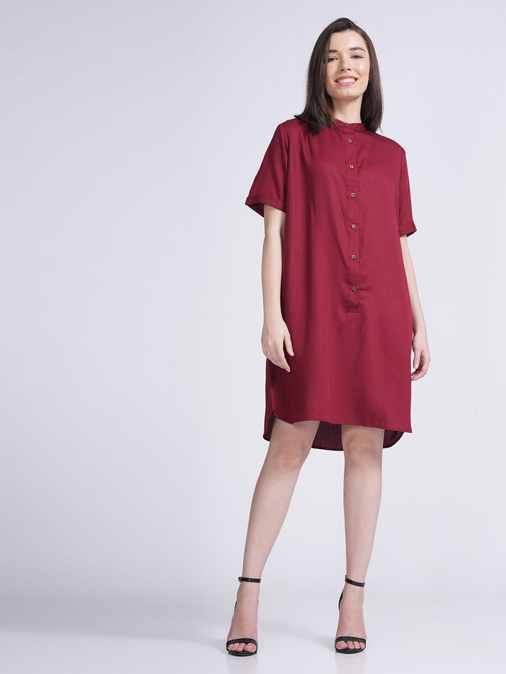 TopsWomen Modal Mandarin Collar DressSaltpetre